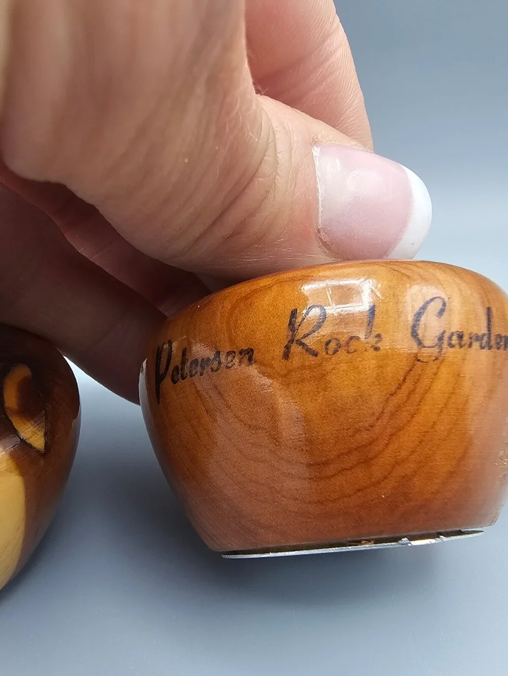 Vintage Petersen Rock Garden Wooden Salt and Pepper Shakers with Handles